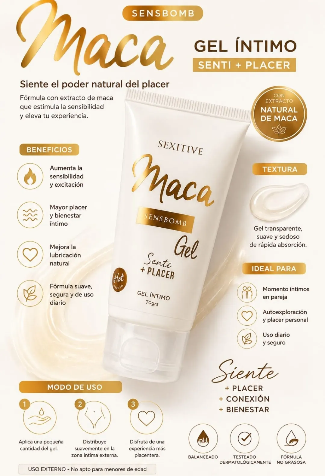Gel íntimo Sexitive Sensbomb Maca 70 g